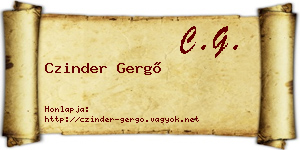 Czinder Gergő névjegykártya
